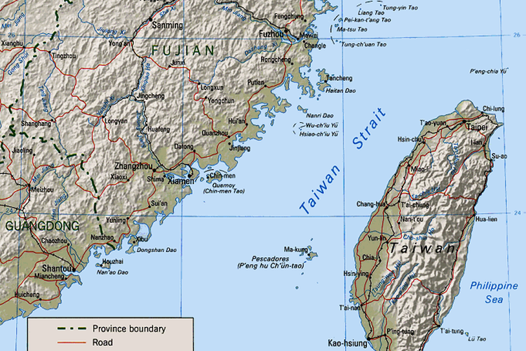 Selat Taiwan merupakan lokasi Krisis Selat Taiwan.