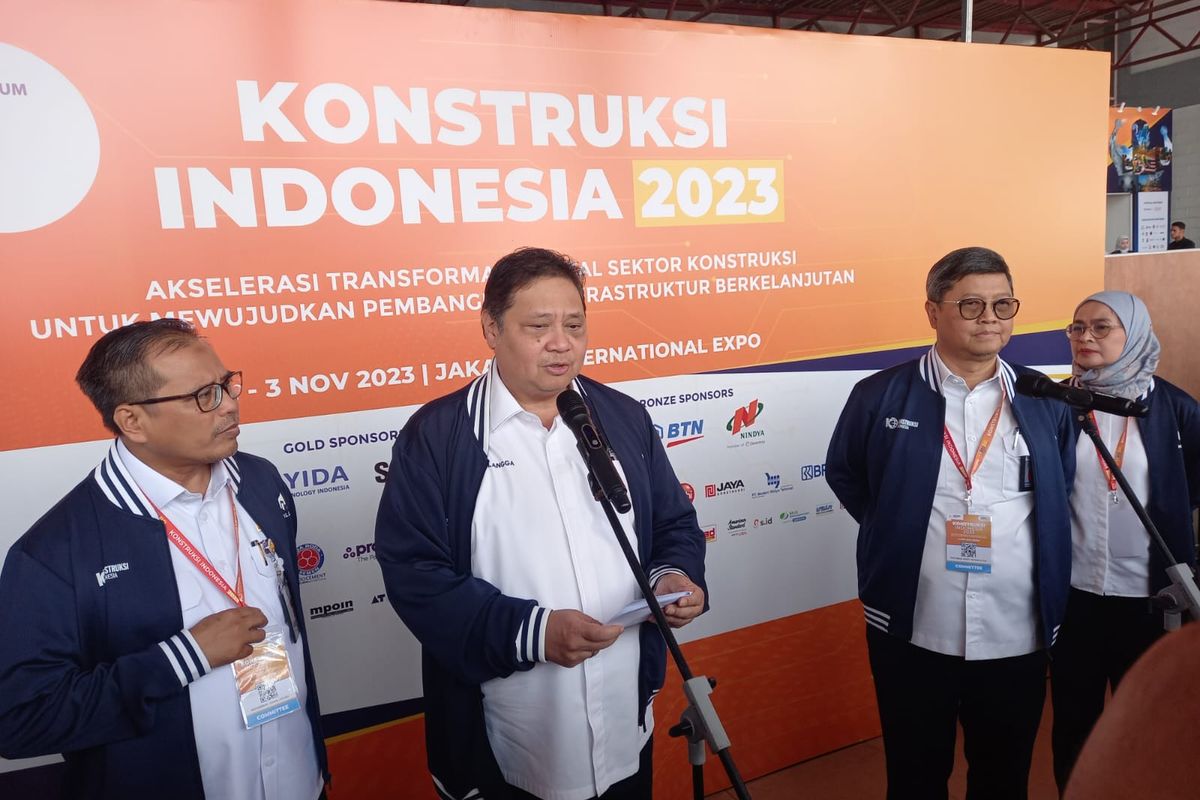 Menteri Koordinator Bidang Perekonomian Airlangga Hartarto di Jakarta Internastional Expo (JIExpo), Kemayoran, Jakarta, Rabu (1/11/2023).