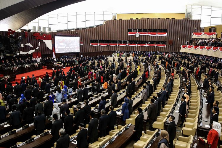 Suasana sidang Tahunan MPR di Kompleks Parlemen, Senayan, Jakarta, Jumat (16/8/2019).