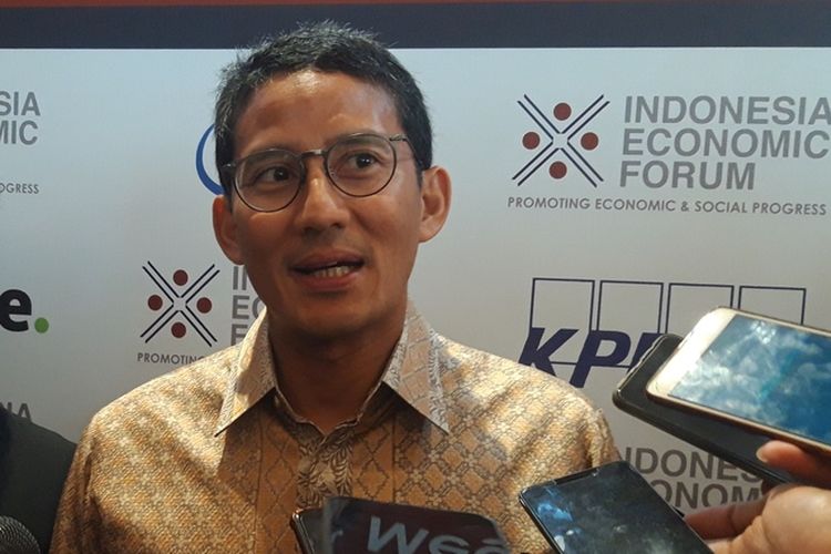 Sandiaga Uno ketika ditemui usai acara Indonesia Economic Forum di Jakarta, Rabu (20/11/2019).