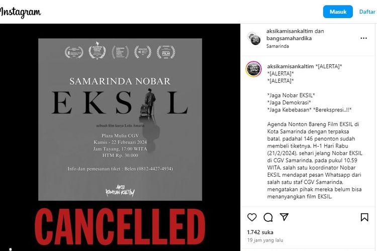 Film Dokumenter "Eksil" Tak Jadi Tayang di CGV Samarinda, Apa Alasannya?