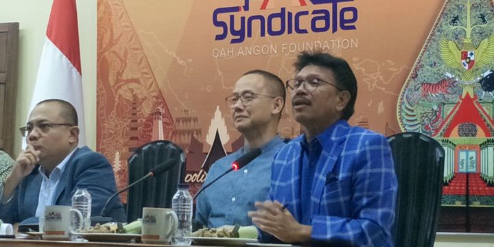 Sekjen Partai Nasdem Johnny G Plate dalam sebuah diskusi di kantor PARA Syndicate, Jakarta Selatan, Jumat (3/8/2018).