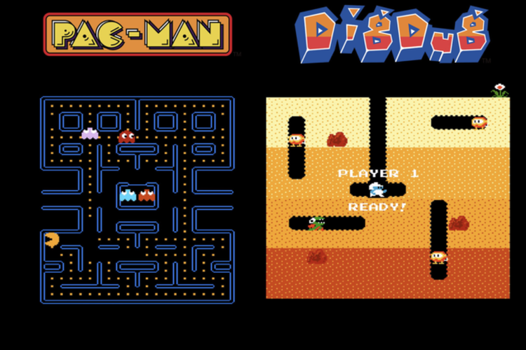 Pac-Man dan Dig Dug, game retro buatan Bandai Namco.