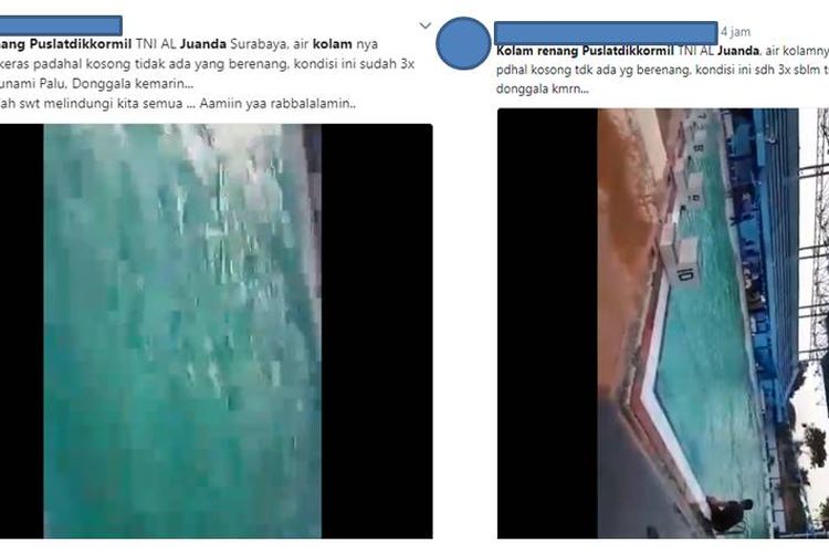 Tangkapan layar mengenai kolam renang di Puslatdiksarmil TNI AL Juanda Surabaya