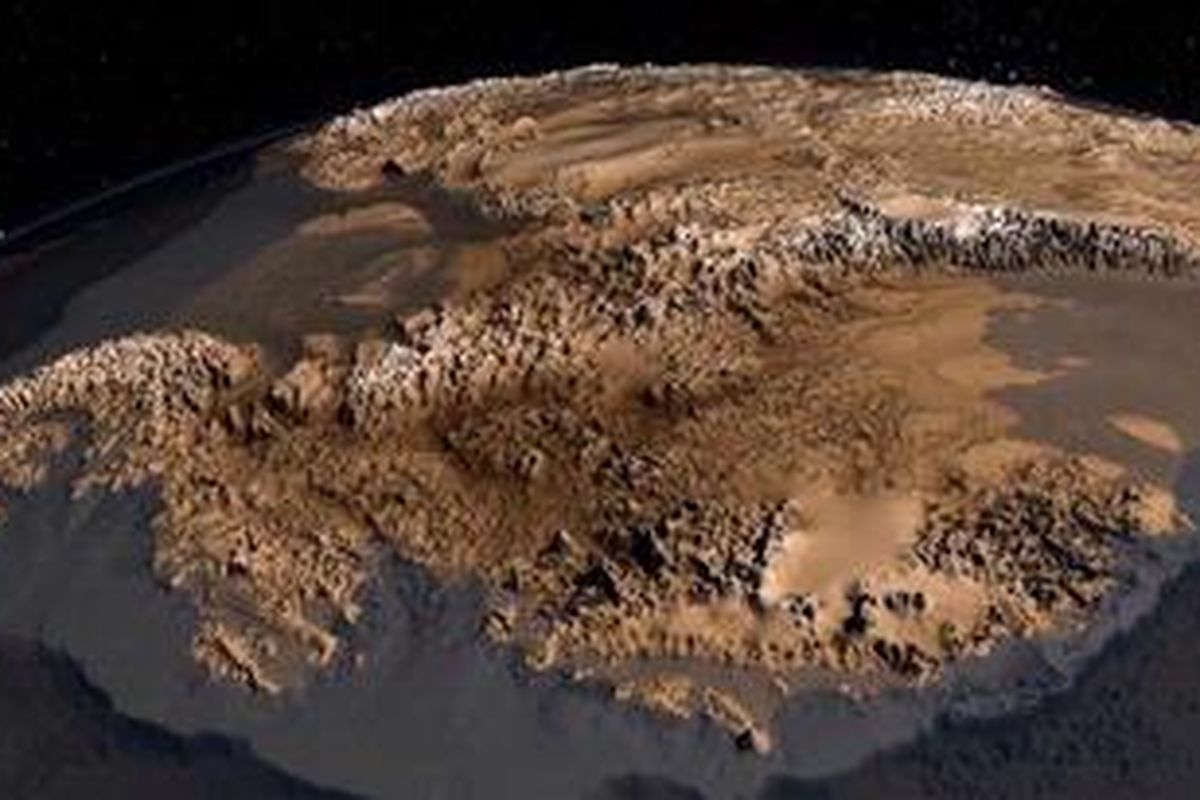 Pegunungan di Antartika terungkap lewat peta Bedmap2. 