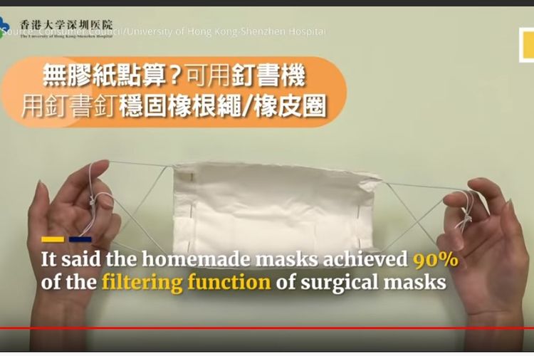 Tutorial membuat masker alternatif dari ilmuwan Hong Kong