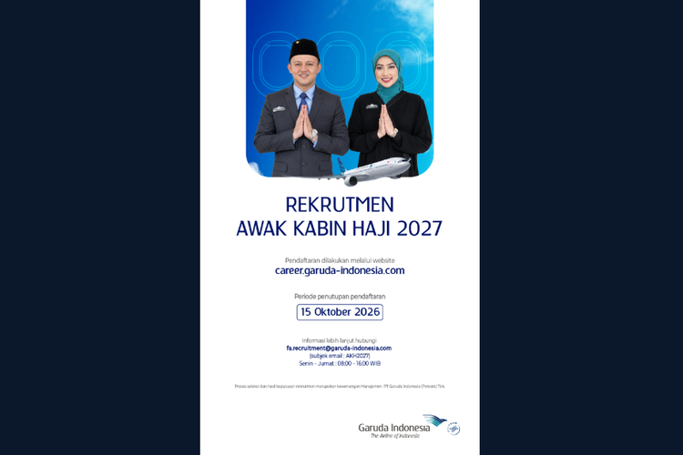 Garuda Indonesia Buka Lowongan Awak Kabin Haji 2027, Cek Syaratnya