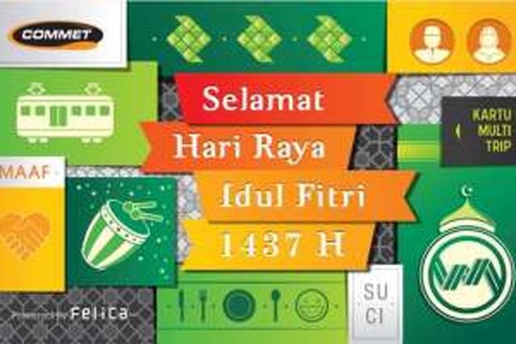 Desain kartu multi trip (KMT) edisi Idul Fitri 1437 Hijriah.