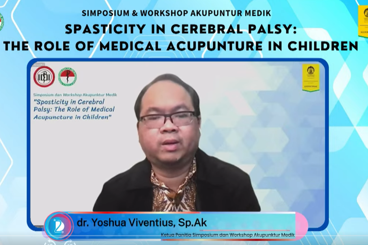 dr Yoshua Viventius, Sp. Ak dalam acara Simposium dan Workshop Spasticity in Cerebral Palsy: The Role of Medical Acupuncture in Children, Minggu (9/10/2022), yang diselenggarakan Program Studi Akupunktur Medik FKUI RSCM 