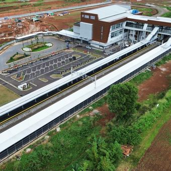Progres pembangunan Stasiun Jatake yang berlokasi di Kelurahan Jatake?Kadusirung, Kecamatan Pagedangan, Kabupaten Tangerang.