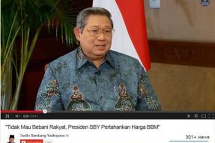 Presiden Susilo Bambang Yudhoyono dalam tayangan di youtube berjudul 