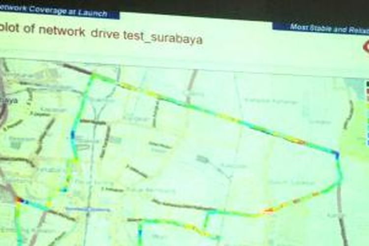 Uji coba jaringan 4G Smartfren di kota Surabaya, Selasa (28/7/2015).