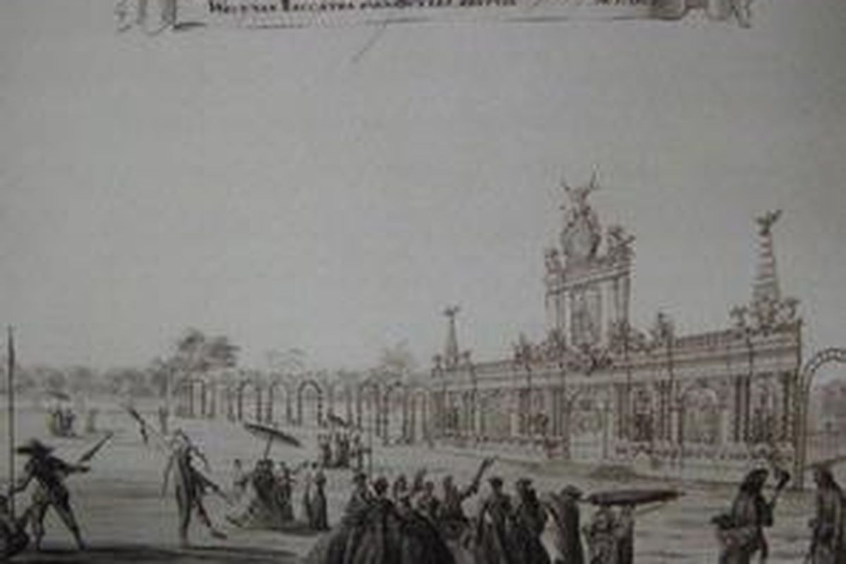 Ini merupakan lukisan Johannes Rach yang memperlihatkan para nyonya di Batavia dan budak-budak mereka yang bertugas membawa payung