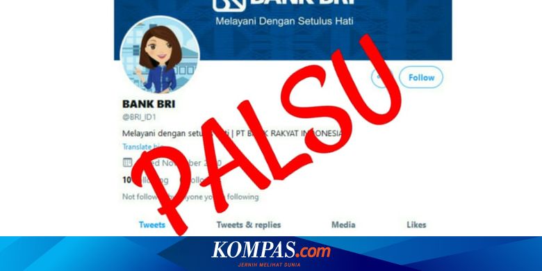 Awas Akun Palsu Di Twitter Catut Bank Bri Halaman All Kompas Com