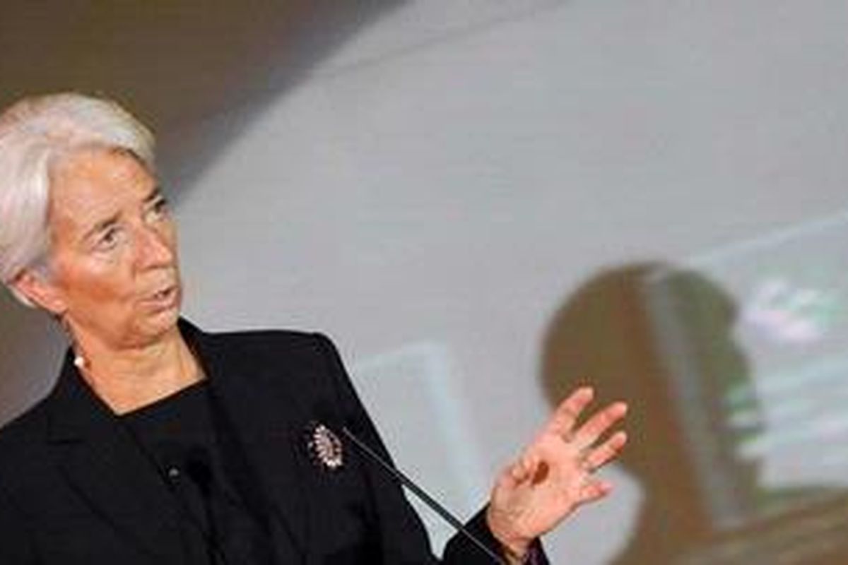 Kepala IMF Christine Lagarde saat berpidato di Forum Keuangan Internasional di China, Rabu (9/11/2011).