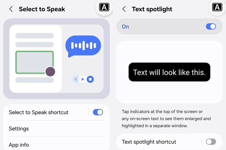 Fitur Select to Speak dan Text Spotlight di OneUI 9.