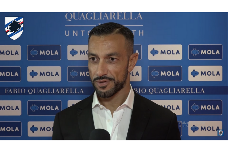 Quagliarella menghadiri gala premier film Quagliarella, The Untold Truth yang diputar secara langsung di Sala Grecale dei Magazzini, Genova, Italia.