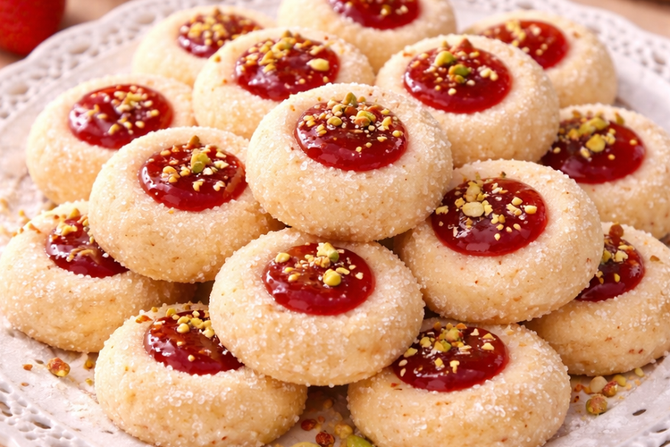 Kue lebaran thumbprint strawberry