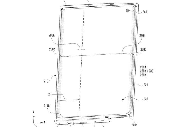 Paten dari desain Samsung ketiga untuk ponsel layar gulung (rollable) (Sumber: Phone Arena)