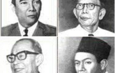 Tokoh Empat Serangkai pendiri Pusat Tenaga Rakyat (Putera), (searah jarum jam), Soekarno, Ki Hajar Dewantara, KH Mas Mansyur, dan Moh Hatta.
