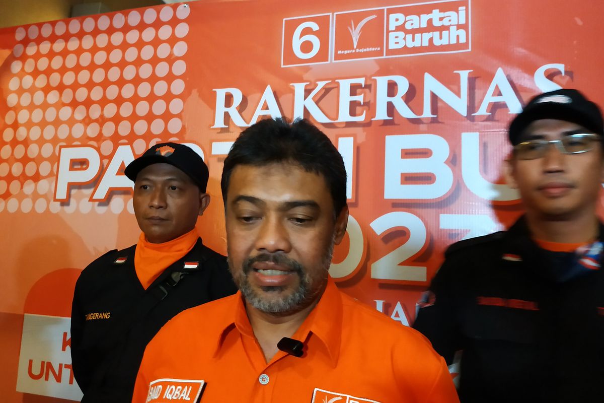 Presiden Partai Buruh Said Iqbal dalam Rapat Kerja Nasional (Rakernas) Partai Buruh di Jakarta, Minggu (15/1/2023).