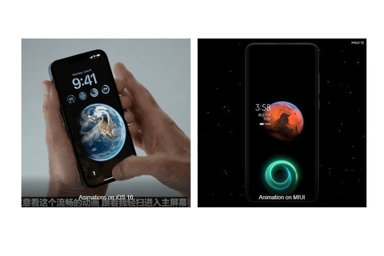 Perbandingan super wallpaper iOS 16 dan MIUI 12