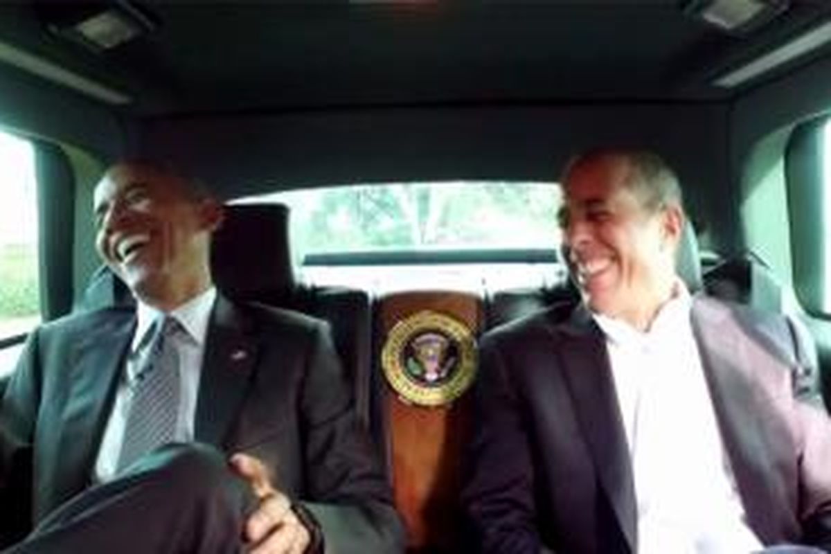 Barack Obama tampil dalam acara Comedian in Cars Getting Coffe yang dipandu komedian Jerry Seinfeld.