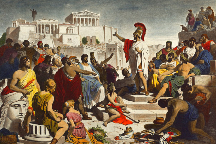 Ilustrasi pemilu pada masa Yunani Kuno.