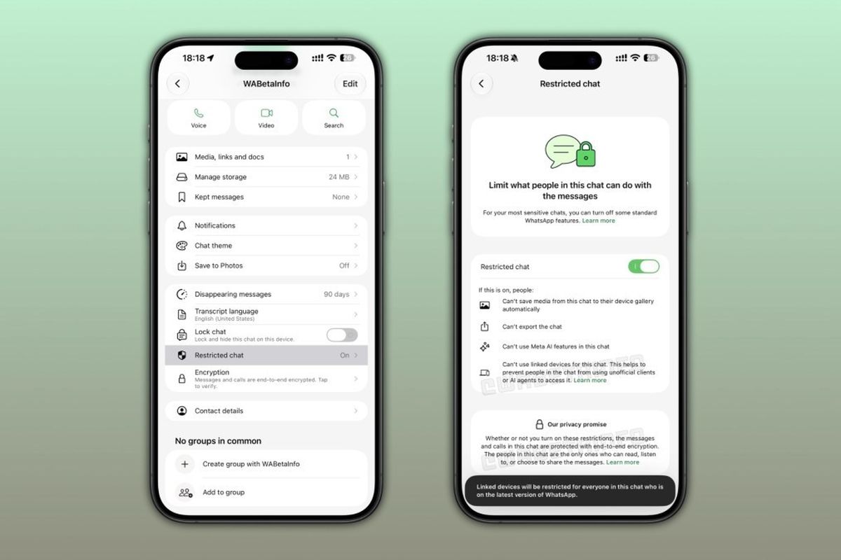 Ilustrasi fitur Restricted Chat di WhatsApp.