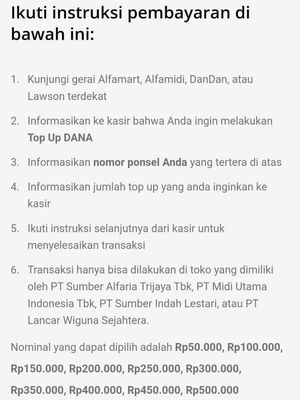 Berapa biaya admin top up DANA di Alfamart? Saat ini biaya top up DANA di Alfamart yakni ditetapkan Rp 2.500 per sekali top up.