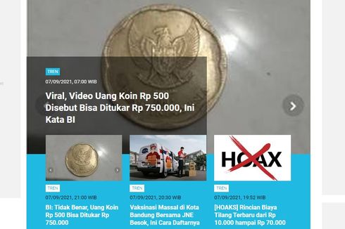 [POPULER TREN] Video Viral Uang Koin Rp 500 Disebut Bisa Ditukar Rp 750.000 | Daftar Kabupaten/Kota Level 4-2 di Jawa Bali