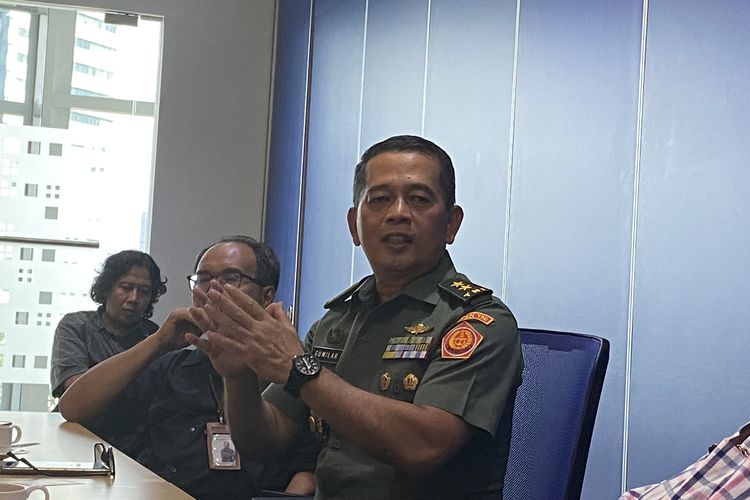 Kepala Pusat Penerangan (Kapuspen) TNI Mayjen R Nugraha Gumilar saat ditemui di Menara Kompas, Jakarta Pusat, Selasa (23/1/2024).