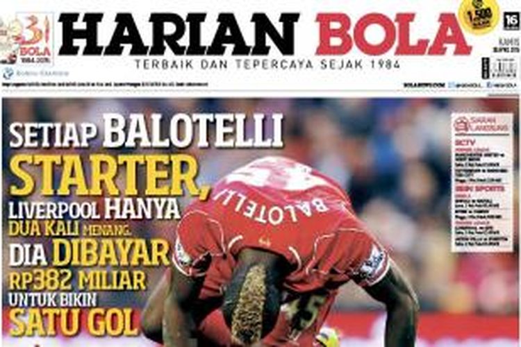 Sampul Harian BOLA edisi 30 April 2015.