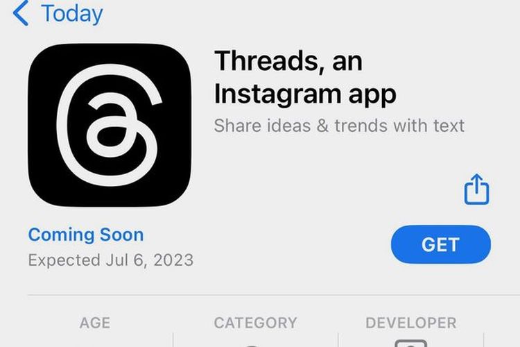 Aplikasi baru bikinan Meta, Threads tertulis bakal segera meluncur pada 6 Juli 2023 di toko aplikasi resmi, Apple App Store