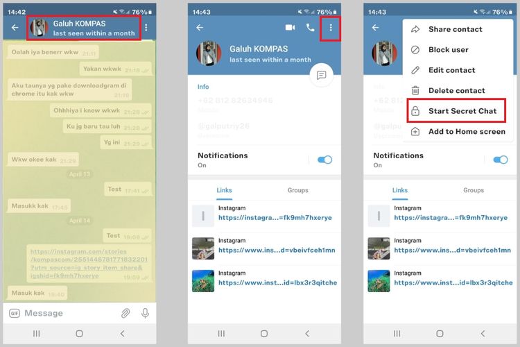 Cara menggunakan fitur Secret Chat di Telegram untuk kirim pesan yang hilang otomatis 