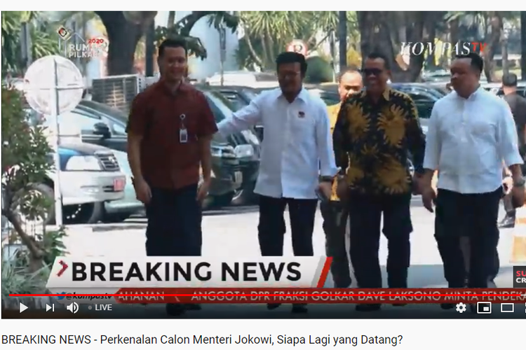 Live streaming calon menteri Jokowi yang datang ke Istana, Selasa (22/10/2019).