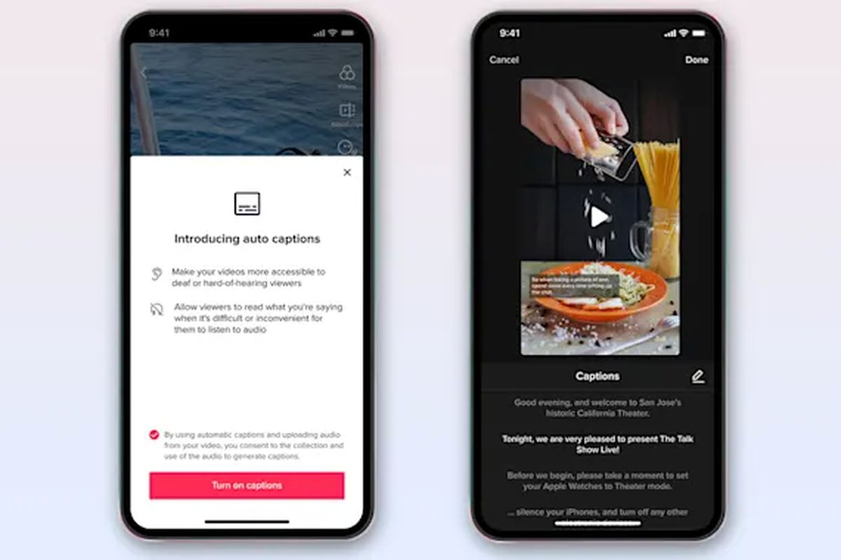 Fitur Auto Captions di TikTok.