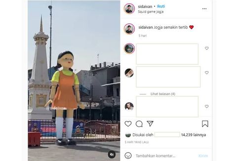 Viral, Video Boneka Squid Game di Tugu Yogyakarta, Ini Cerita Pembuatnya