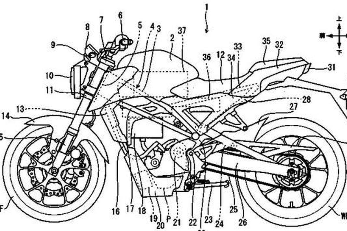 Gambar paten motor listrik Honda berbasis CB125R