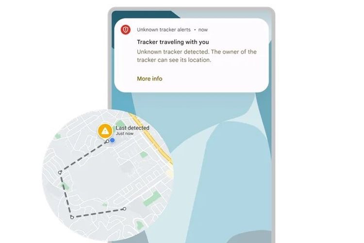 Pengguna bisa melihat lokasi alat pelacak dengan fitur Unknown Tracker Alerts