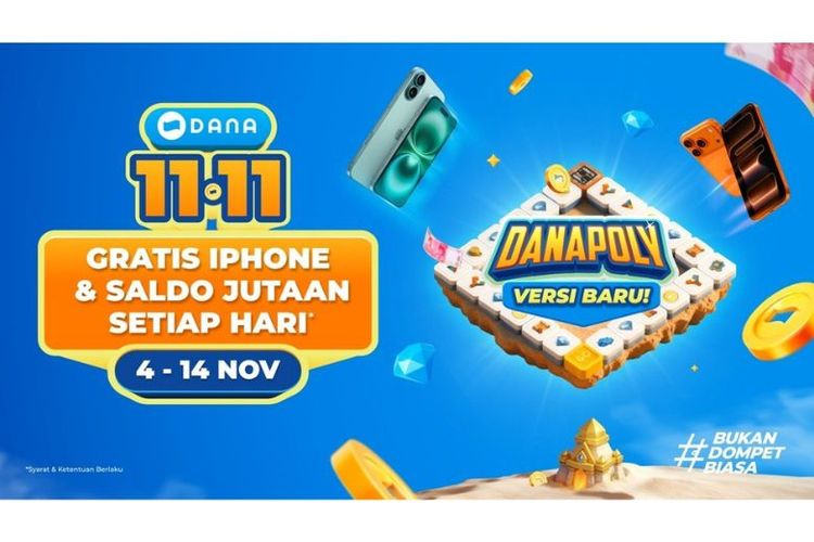 Dengan hanya 500 Diamond, kamu bisa ikut berburu hadiah cepat, seperti iPhone 16, Samsung Galaxy Tab S10 FE, dan Saldo DANA Rp 1.000.000. Kesempatan ini hadir setiap hari selama periode DANA 11.11 berlangsung.
