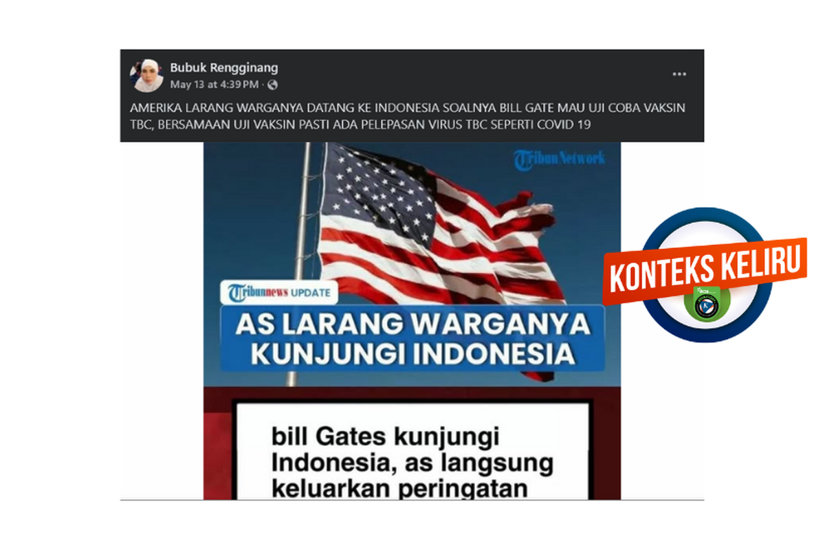 Klarifikasi, tidak benar AS keluarkan travel warning karena ada uji coba vaksin TBC