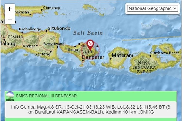 Gempa Bali hari ini Sabtu 16 Oktober 2021