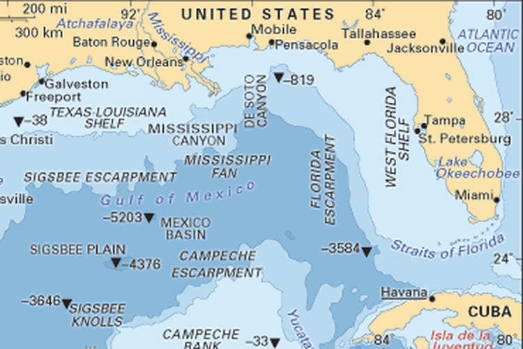 Peta Teluk Meksiko dan Selat Florida