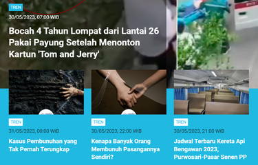 Berita-berita populer kanal Tren Kompas.com sepanjang Selasa (30/5/2023) hingga Rabu (31/5/2023) pagi.