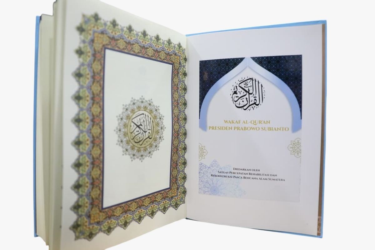 Ilustrasi mushaf Al Quran dari wakaf Presiden Prabowo Subianto.