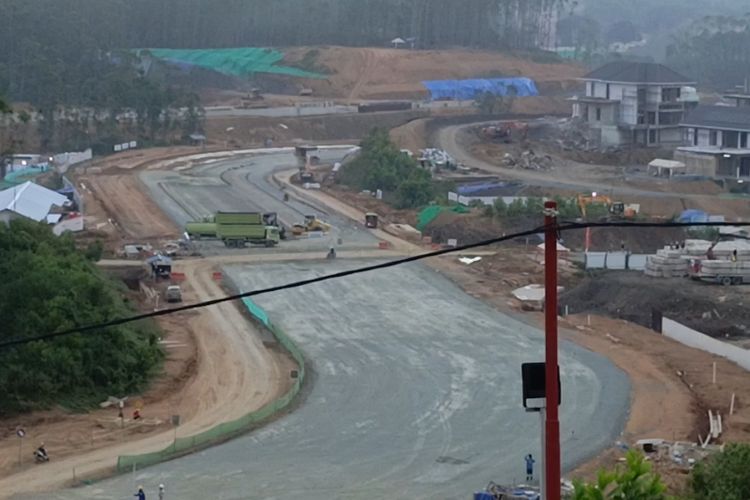 Jalan Sumbu Kebangsaan Sisi Barat di Ibu Kota Nusantara (IKN), Sabtu (23/3/2024).