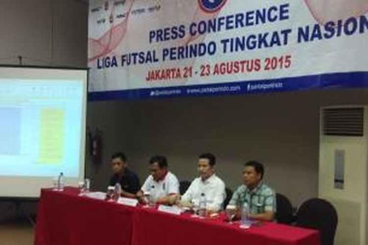 Suasana konferensi pers menjelang dibukanya Liga Futsal Perindo 2015.