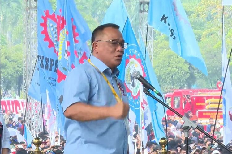 Momen Jumhur Hidayat Orasi sebagai Serikat Buruh Usai Jadi Menteri LH