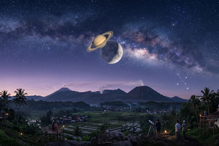 Jangan Lewatkan, Malam Ini Saturnus dan Bulan Bakal Tampak Berdempetan